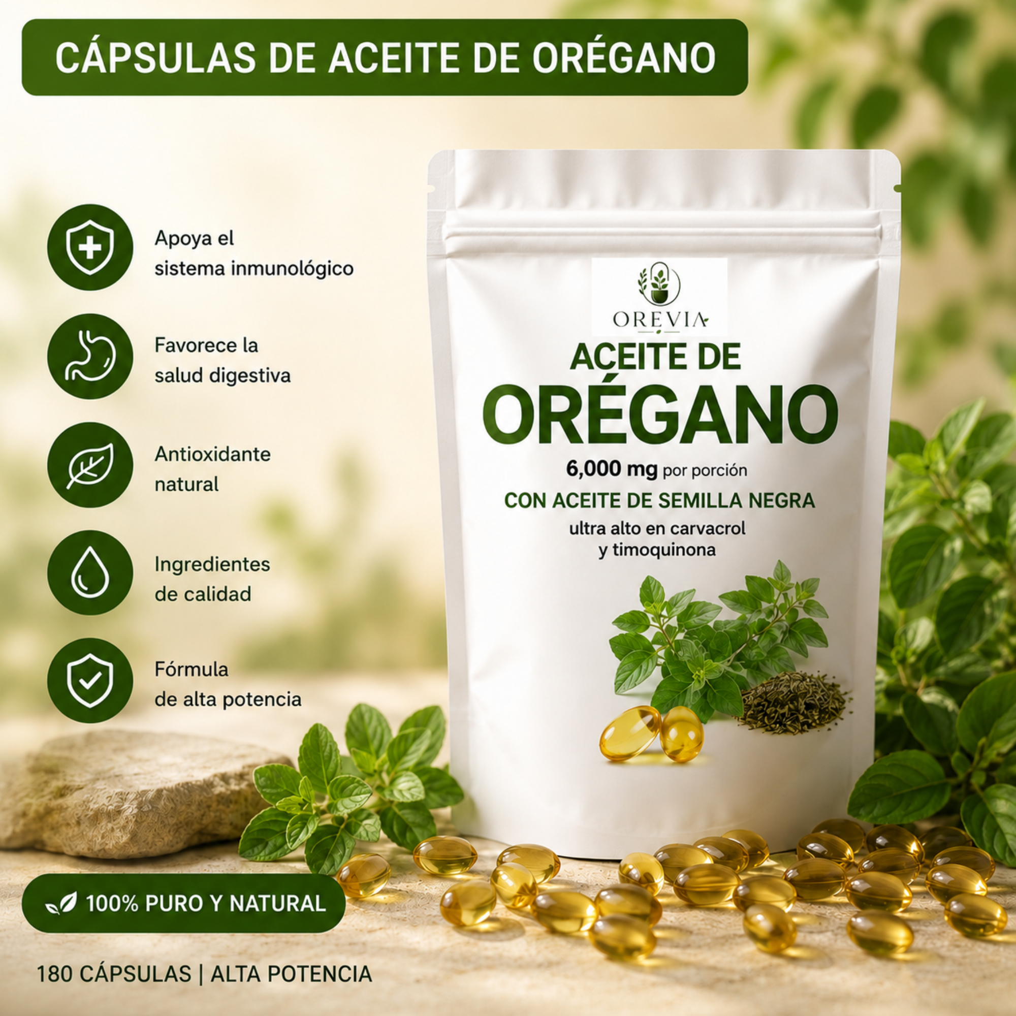 Capsulas de aceite de orégano